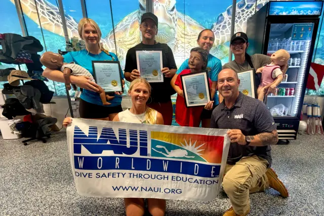 Crystal River Kayak Company & Dive Center team members completing CPR training.