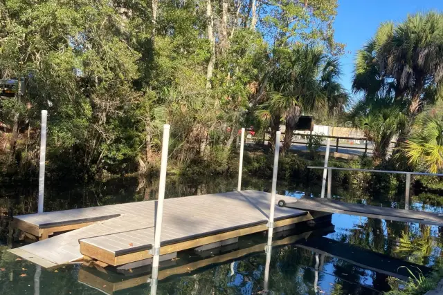 Kayak launch dock on the protected canal.