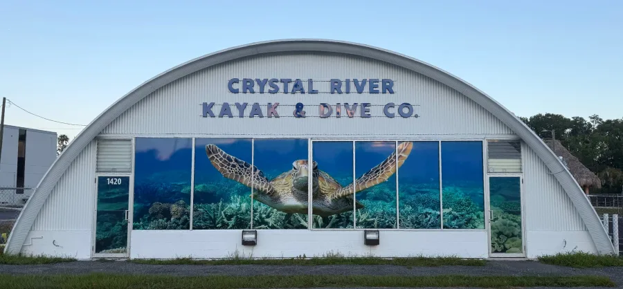 Exterior of Crystal River Kayak Company & Dive Center at 1420 SE US Highway 19.
