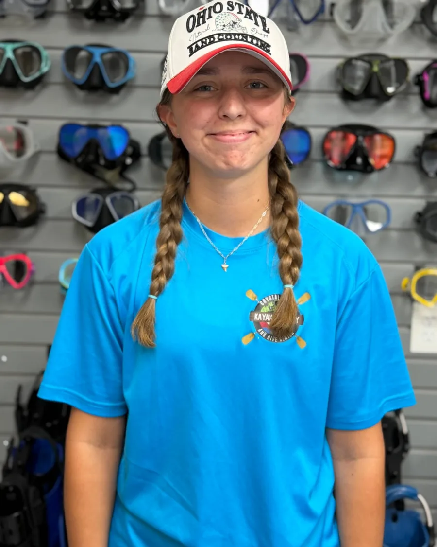 Meghan, office team member and guide at Crystal River Kayak Company & Dive Center